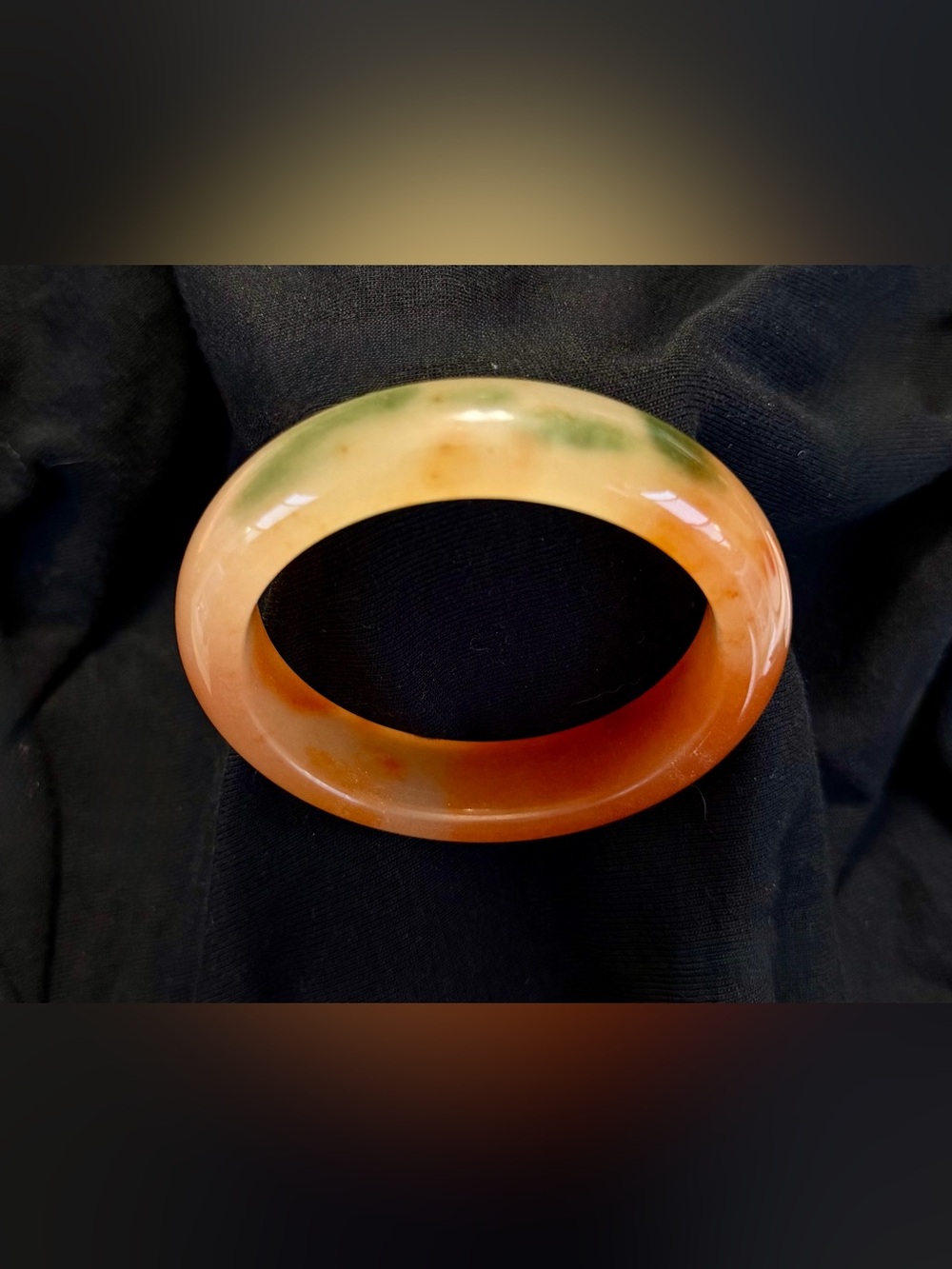 Grade A_Red/Green/Yellow Golden Silk Jade Bangle Bracelet, sz 60.5 mm